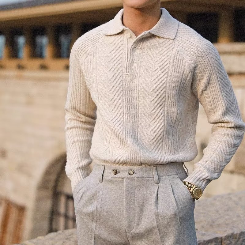 Men's Lapel Knitted Sweater