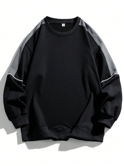 Spring And Autumn New Men's Japanese Contrast-color Stitching Sweatshirt