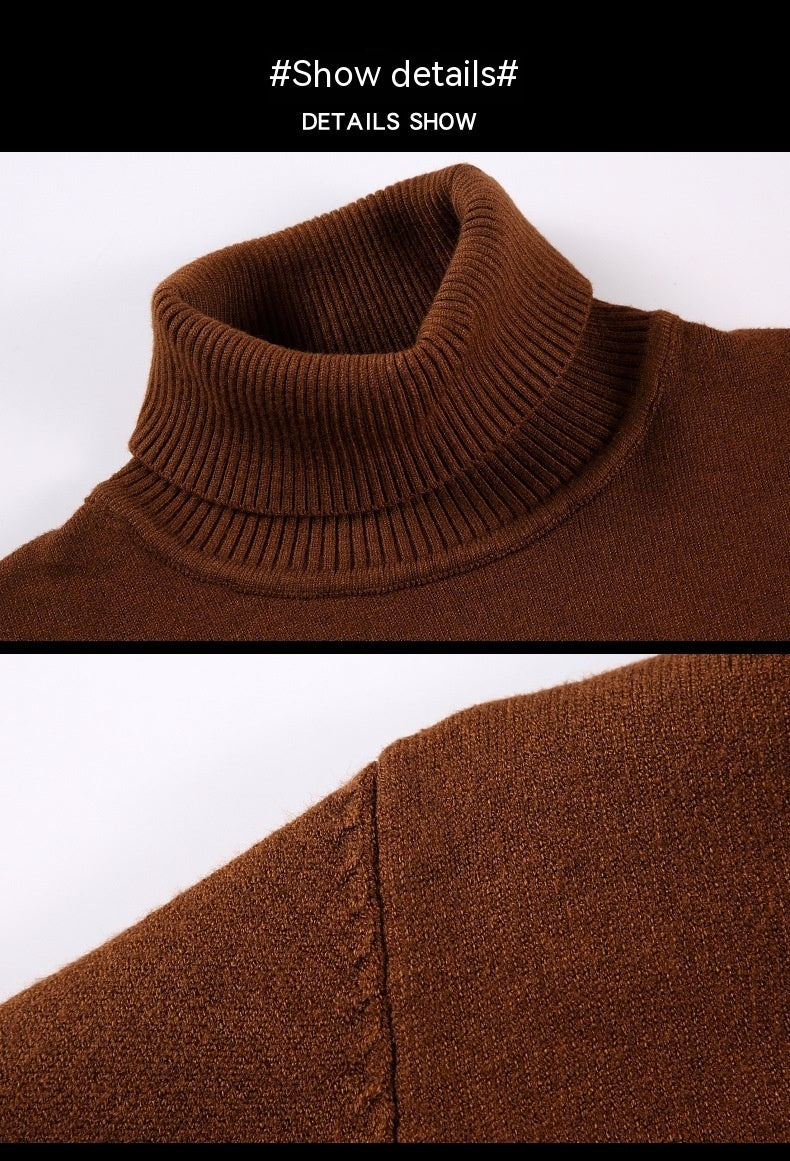 Men's Turtleneck Pure Color Thickened Loose Casual Sweater