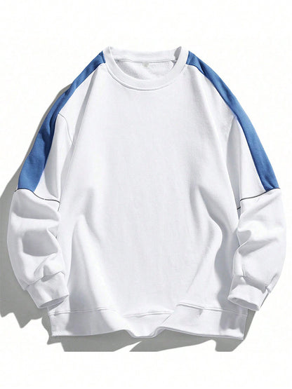 Spring And Autumn New Men's Japanese Contrast-color Stitching Sweatshirt