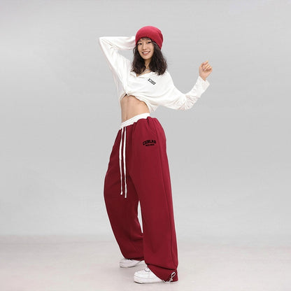 Lace-Up Multicolor Contrast Hip Hop Pants